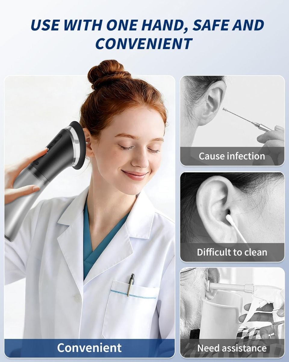 Ear Wax Removal Kit, Electric Ear Wax Removal Tool for Tinnitus Relief, Safe & Gentle Ear Cleaner with Ear Irrigation Flushing System, Ipx7 Earwax Removal for Adults