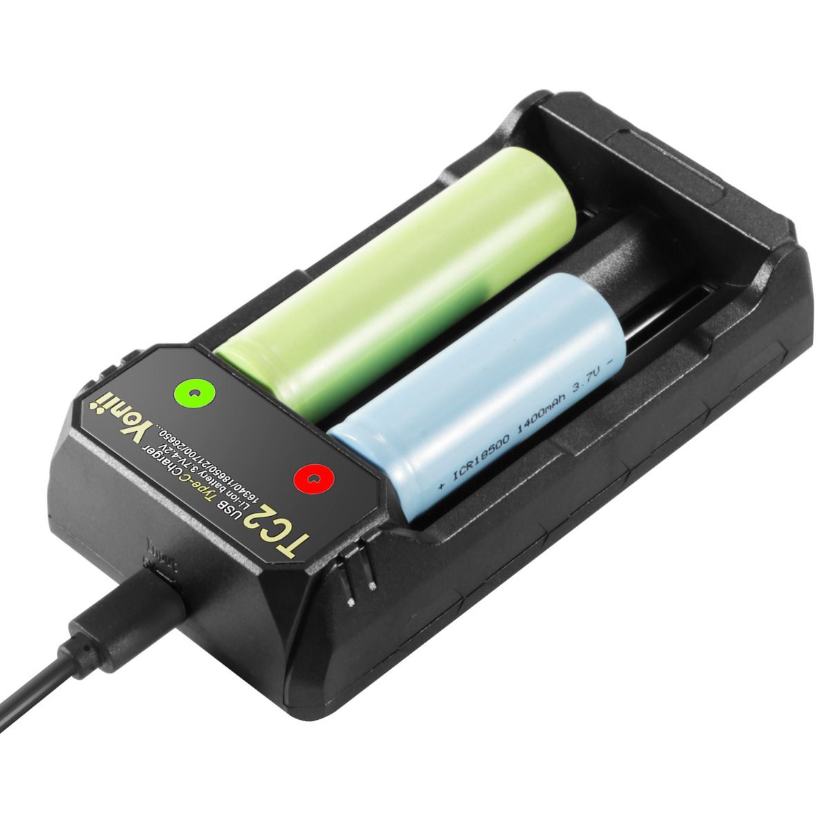 TC2 USB Type-C Charger Fast 4.2V Charging for 18650 21700 Li-ion Batteries Dual Ports for Outdoor Gear