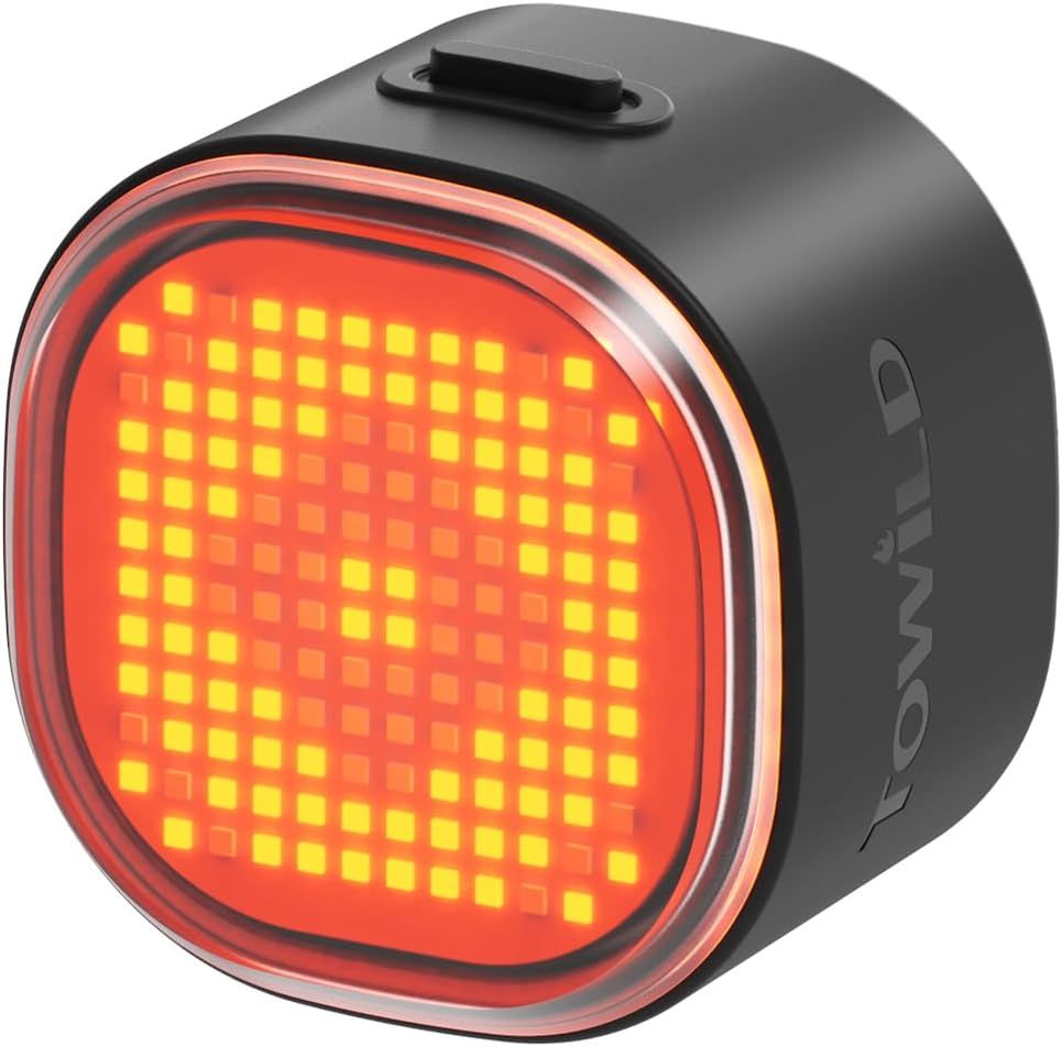 TOWILD TL08 Bike Tail Light, Customized Patterns Full-Color Bike Rear Light, Brake Sensing, USB-C Rechargeable Bicycle Taillights