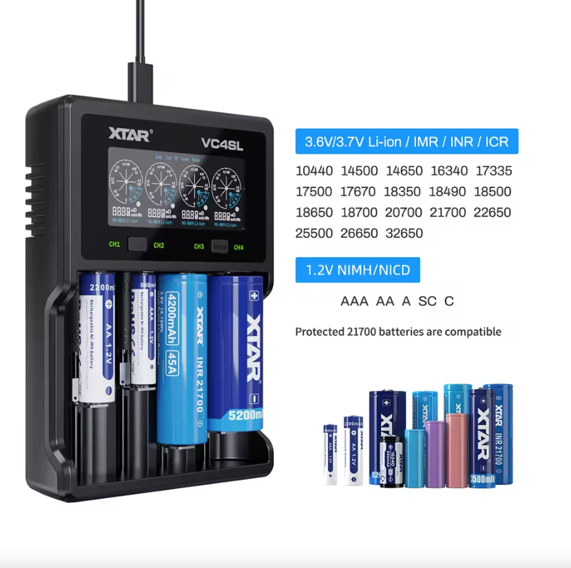 XTAR VC4SL 18650 21700 Battery Charger USB C Fast Charge Eco-Friendly Versatile Charger for Tech Accessories