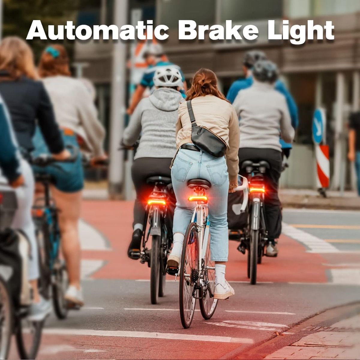 Meilan X5 Smart Bike Tail Light with Turn Signals and Automatic Brake Light Wireless Remote Control Bike Rear Light Back USB Rechargeable Safety Warning Cycling Light
